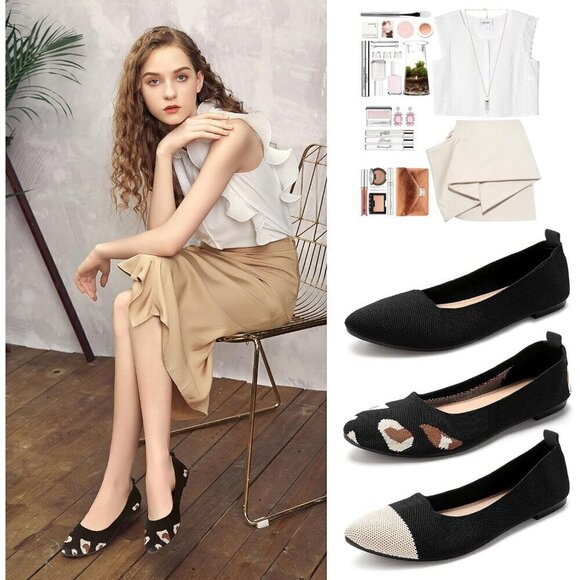 Shupua Flat Shoes Women Black Mesh Pointed Toe Slip on Ballet Comfortable Shoes - Picture 7 of 7